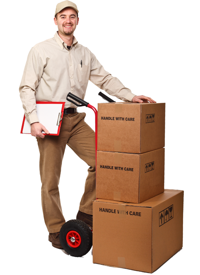 a delivery man handling packages