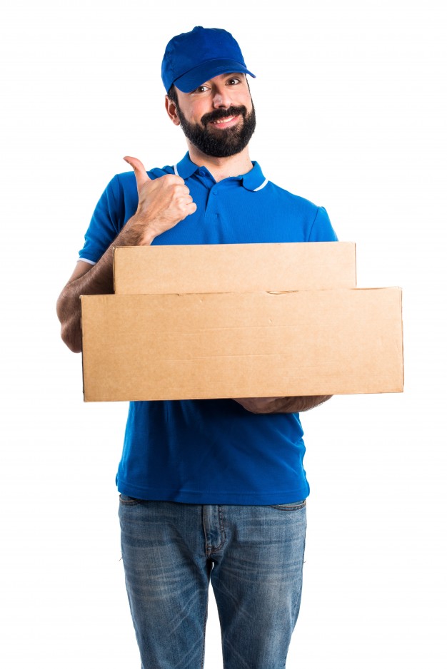 a delivery man with boxes